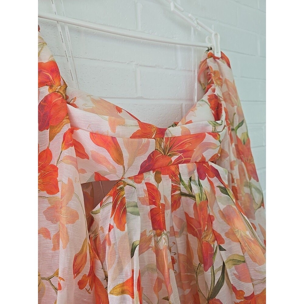 Zimmermann Matchmaker Tranquillity Floral Print Linen Silk Mini Dress Sz. 1/US 6 - Picture 5 of 14